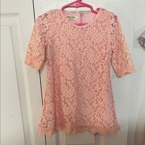 April Girl Pink Lace Overlay Dress 2T